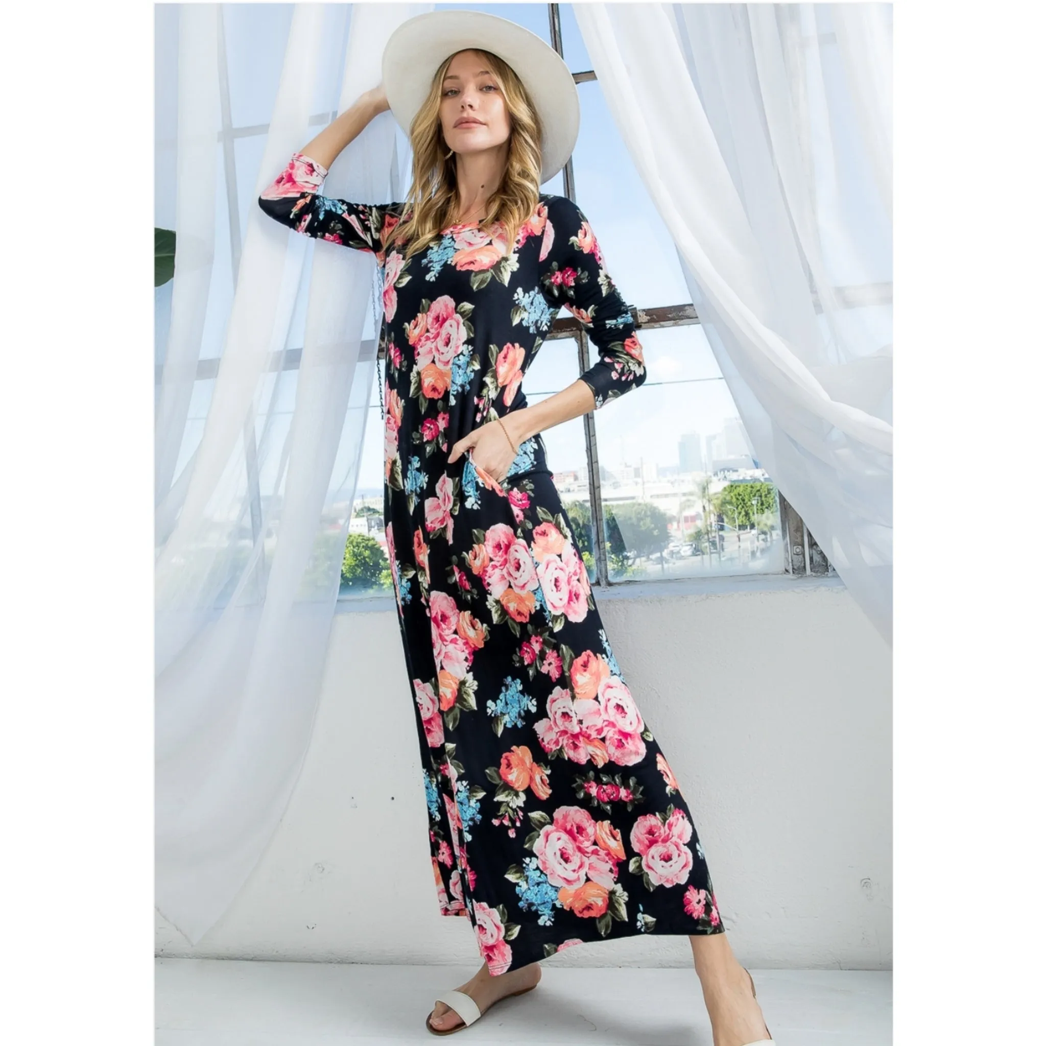 Cluster Floral Maxi Dress