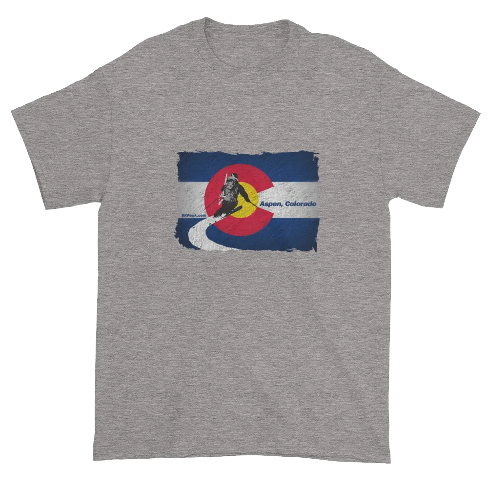 Colorado Flag Downhill Skiing T-Shirt