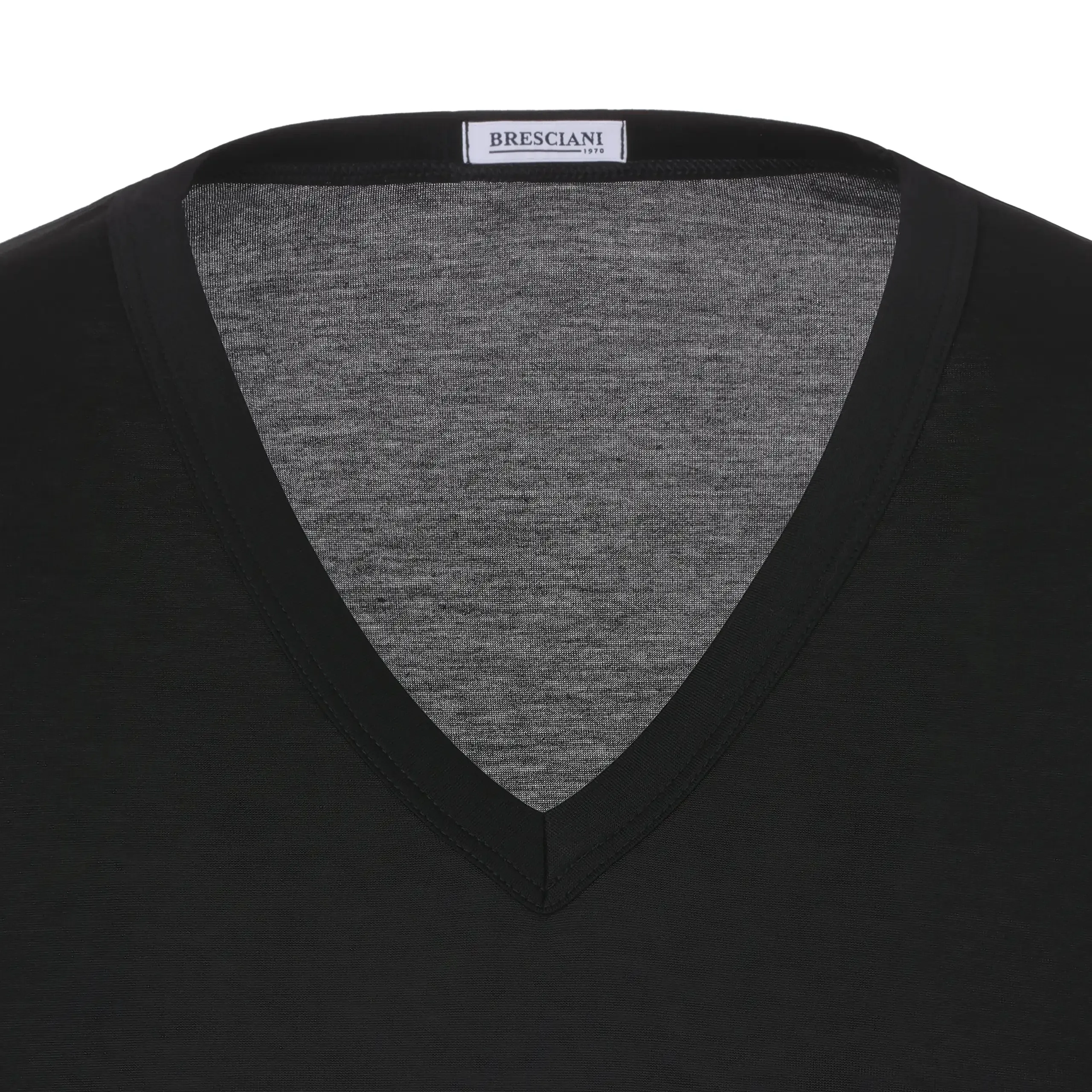 Cotton V-Neck T-Shirt in Black