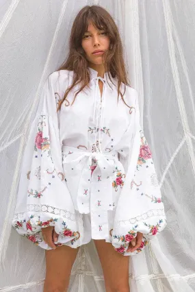 Cross Stitches Blouse in Ivory