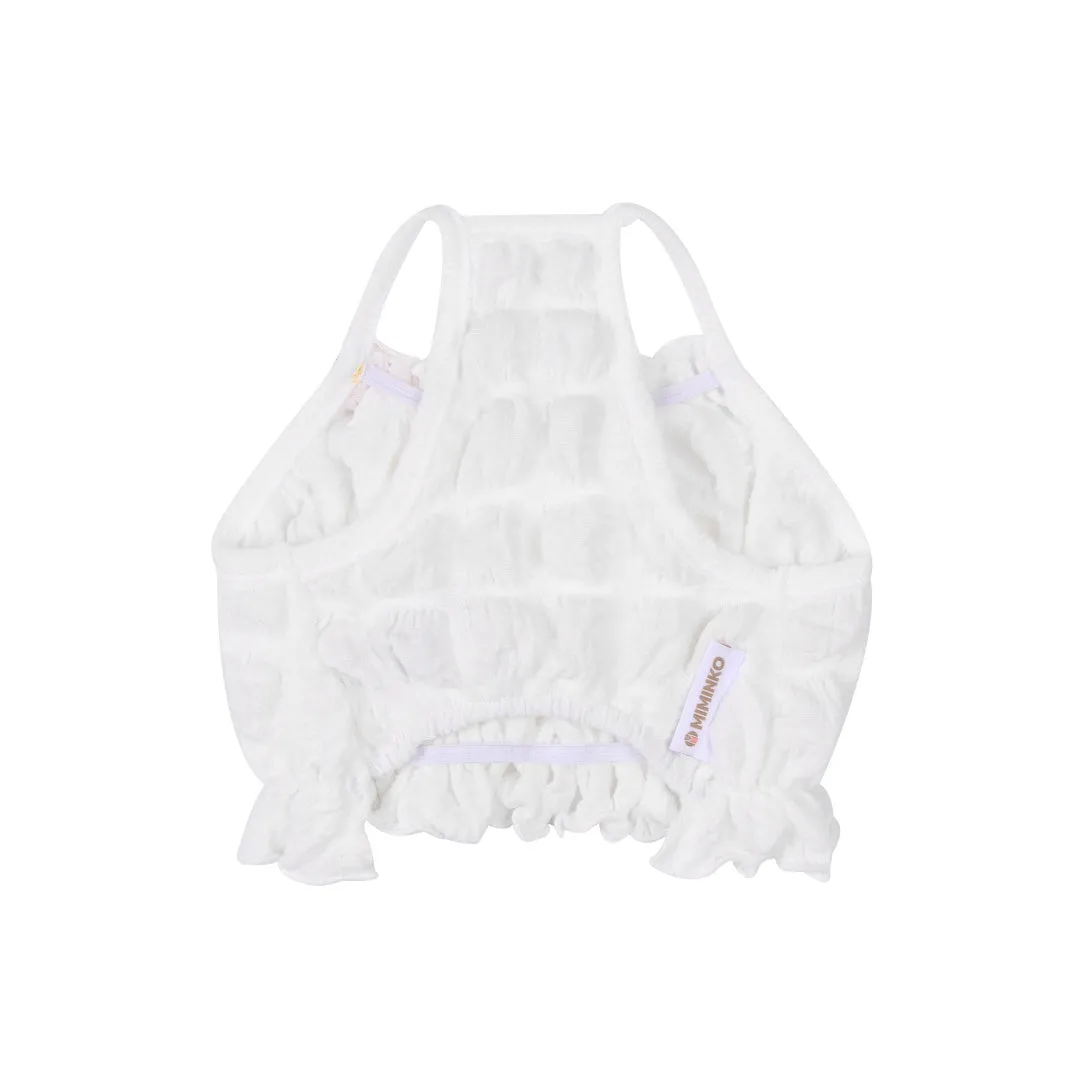 Daisy Scrunch Bubble Tank Top - White