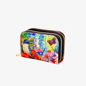 Double Zip Card Holder - Kotare and Hibiscus