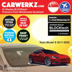 Dr Shadez BLOCKtech Premium Front Windscreen Foldable Sunshade for Tesla Model S Sedan 2019-Current