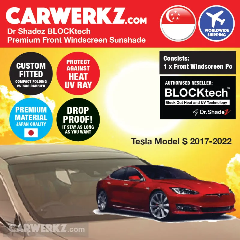 Dr Shadez BLOCKtech Premium Front Windscreen Foldable Sunshade for Tesla Model S Sedan 2019-Current