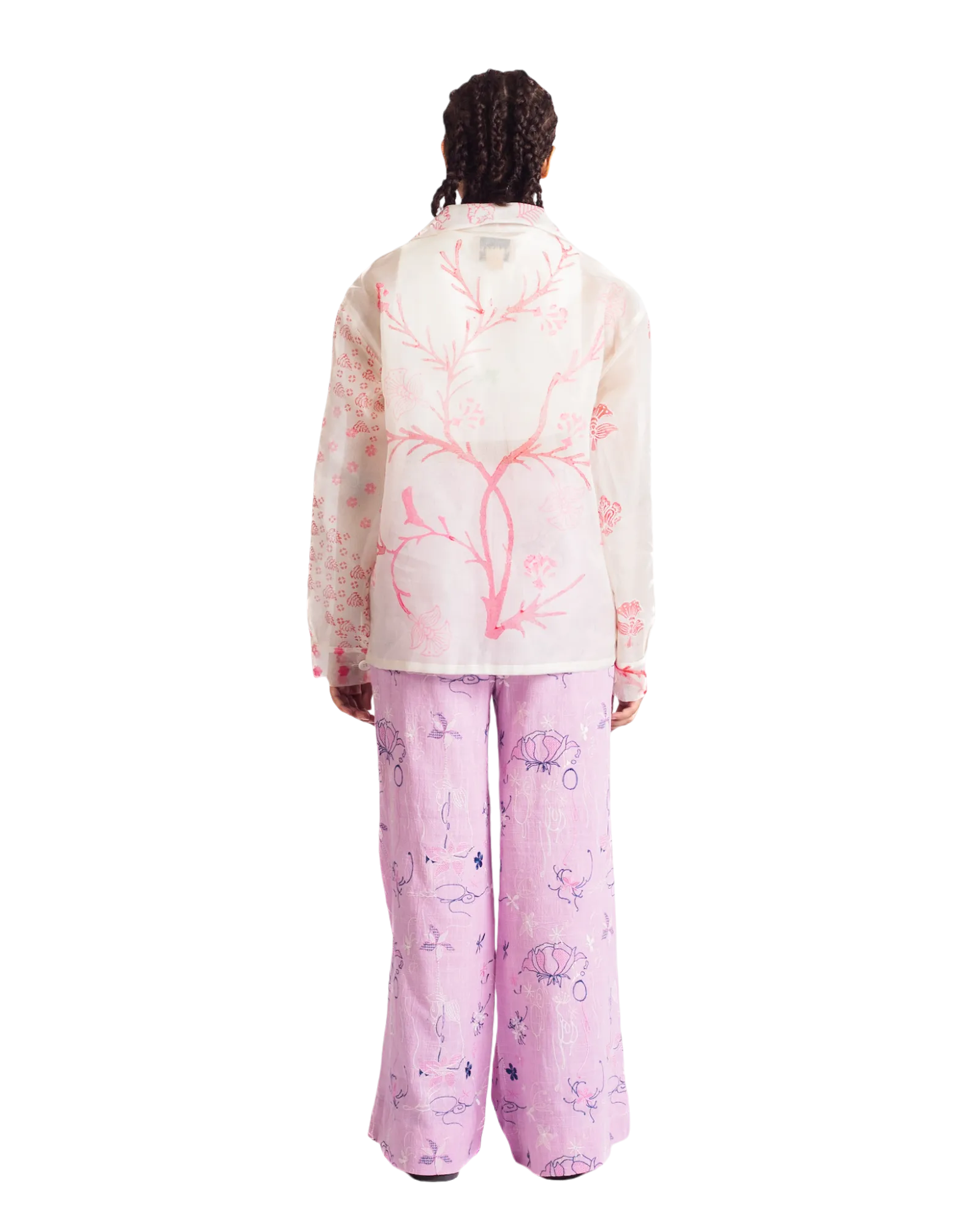 FLORAL ORGANZA BUTTON DOWN