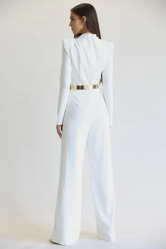 Forever Chic Jumpsuit With Gold Belt