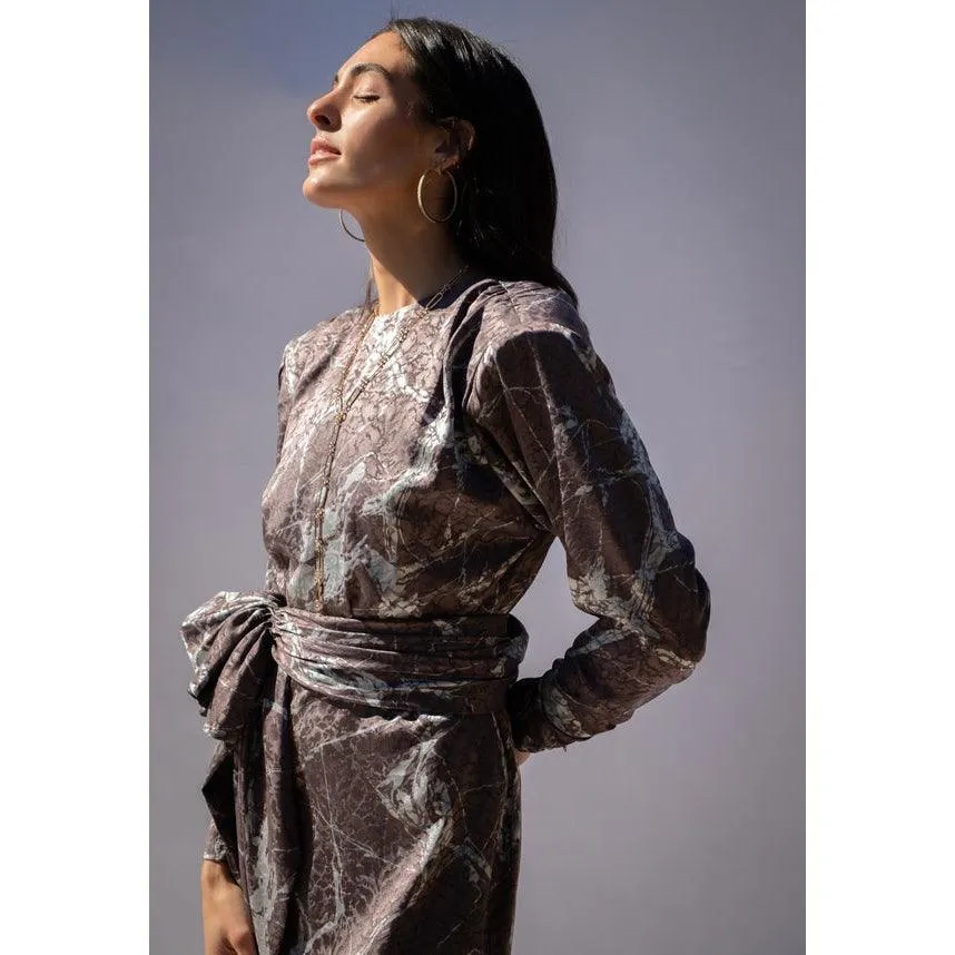 GALANOS 80's Marbled Silk Dress | Size S/M