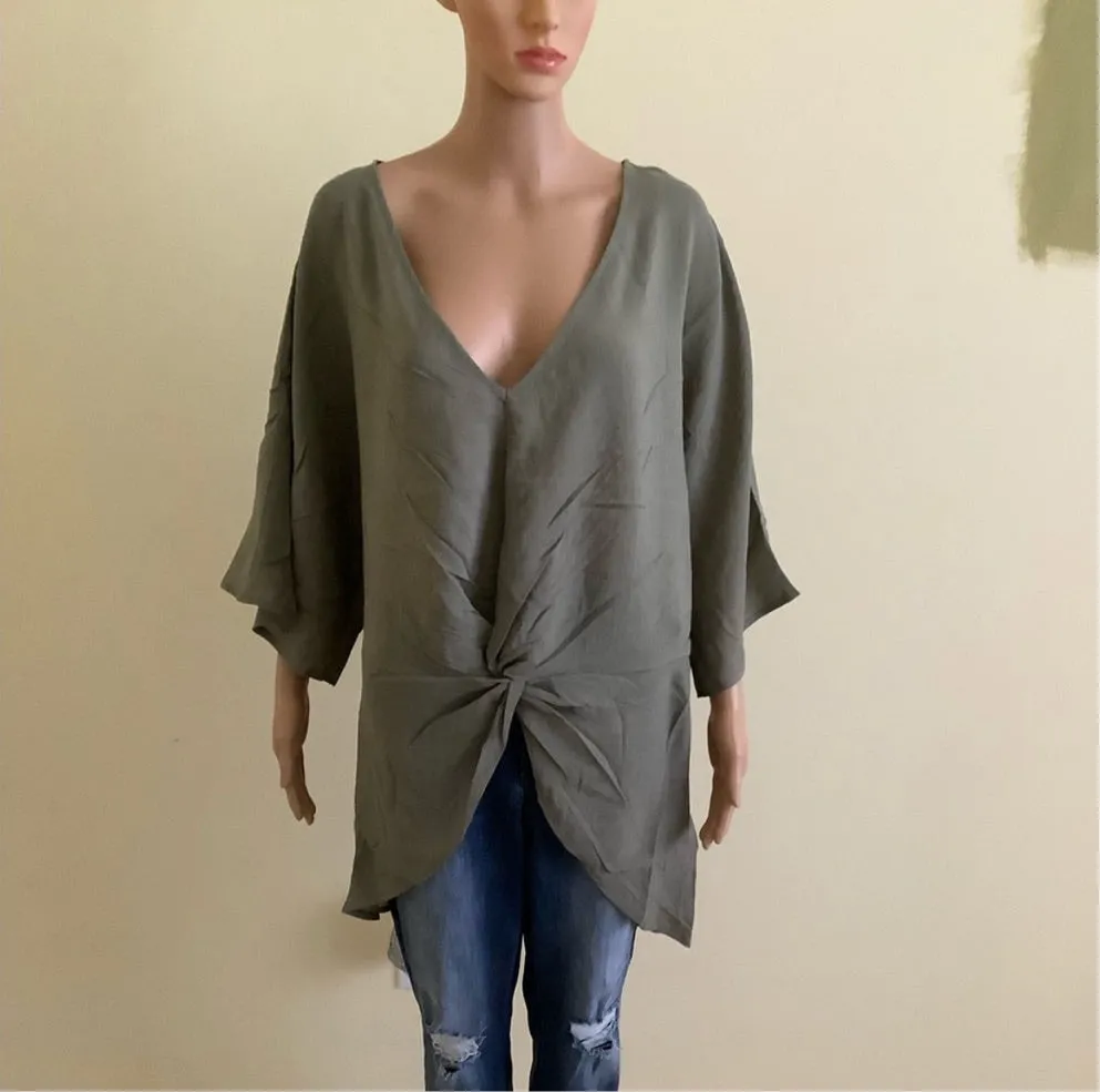 Gauze Twist-Front Dolman Top