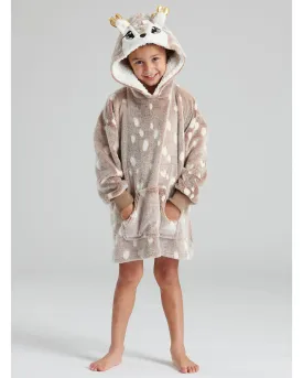 Girls Reindeer Fleece Snuggle Hoodie
