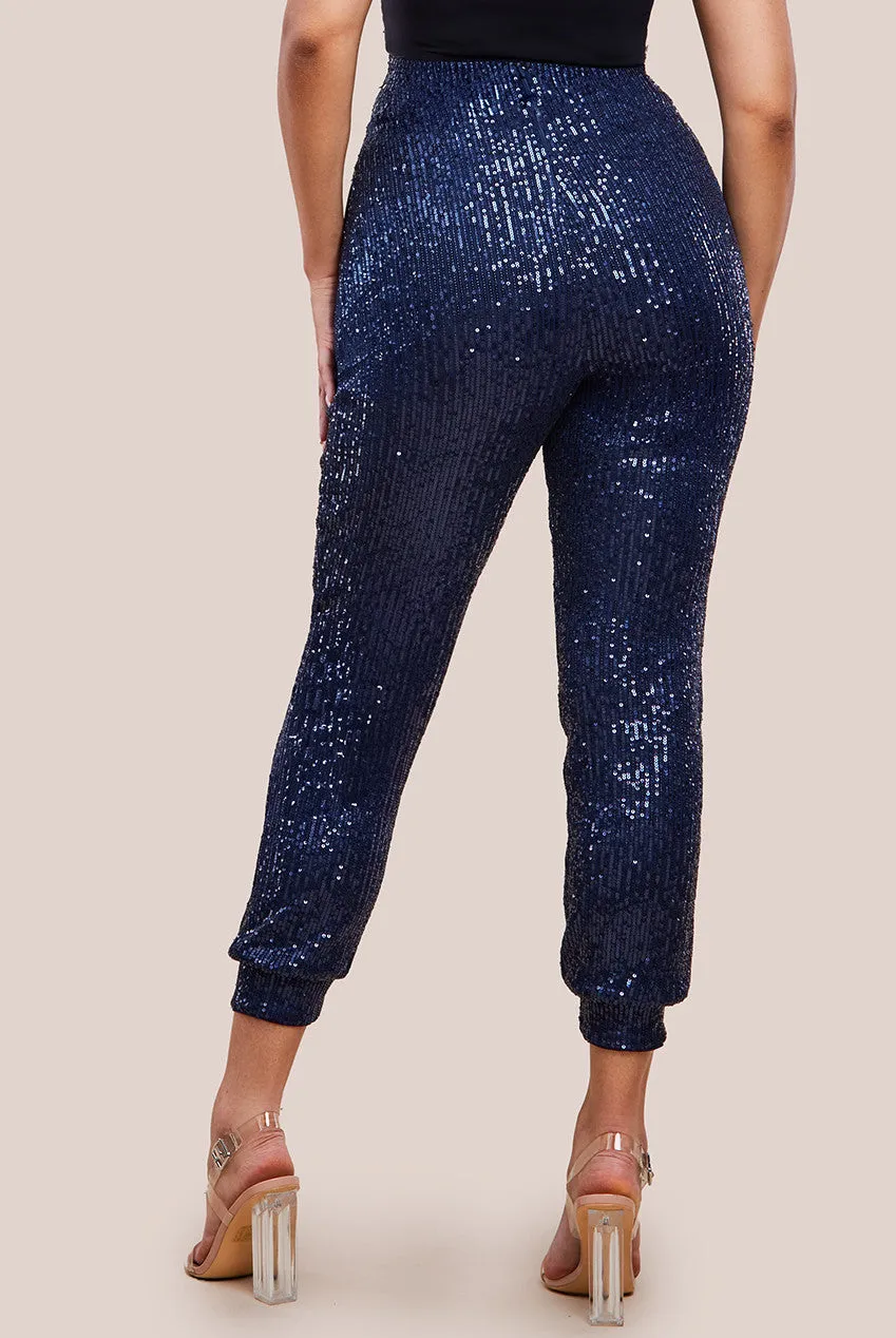Goddiva Sequin Cuffed Ankle Trouser