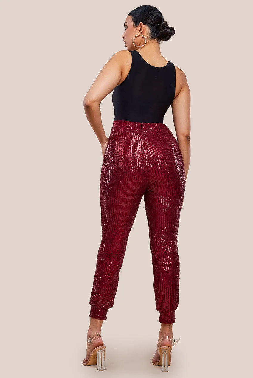 Goddiva Sequin Cuffed Ankle Trouser