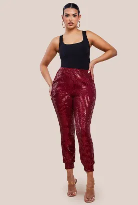Goddiva Sequin Cuffed Ankle Trouser
