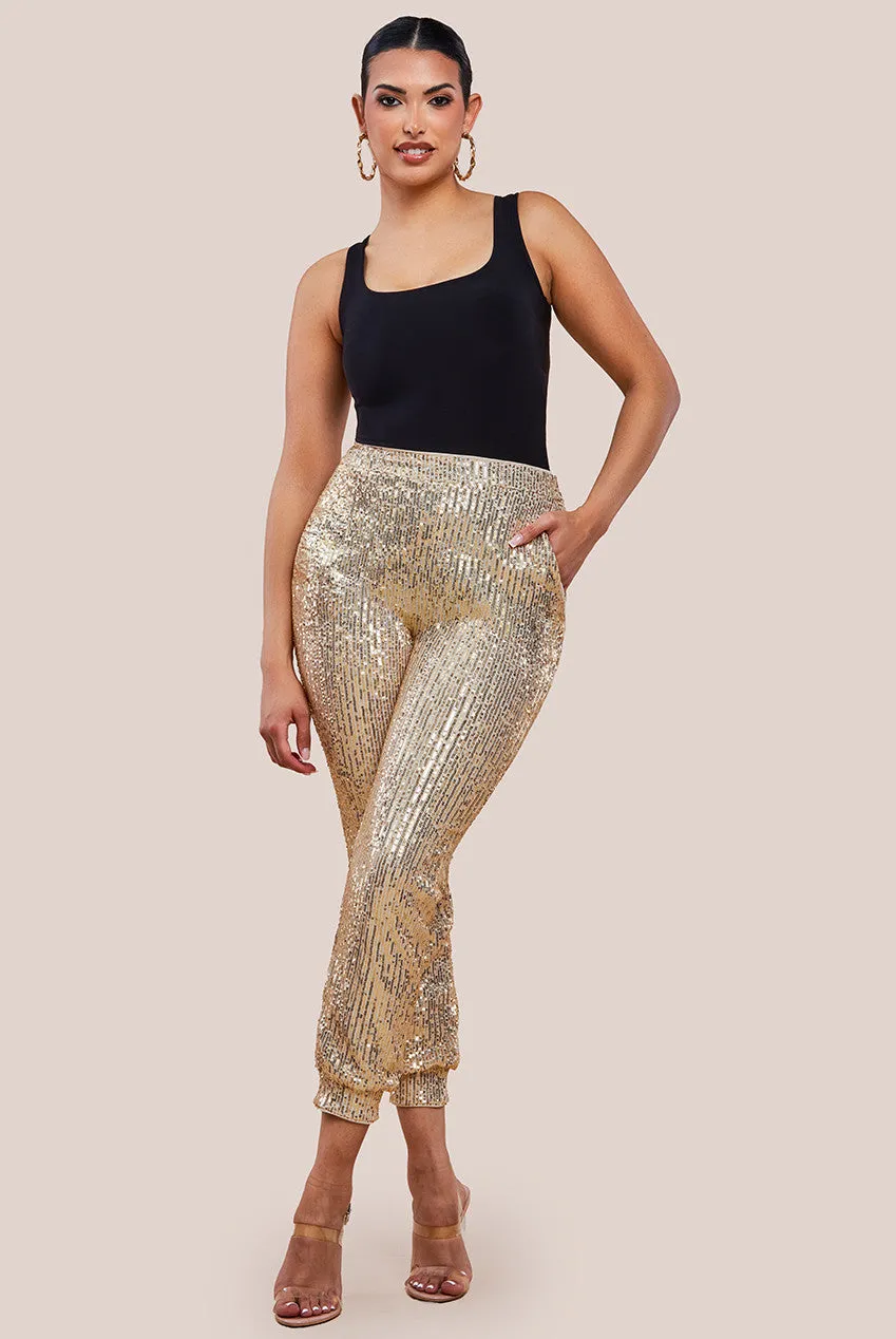 Goddiva Sequin Cuffed Ankle Trouser