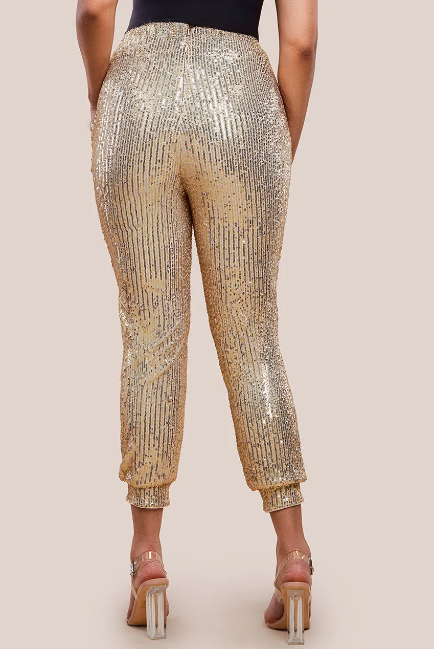 Goddiva Sequin Cuffed Ankle Trouser