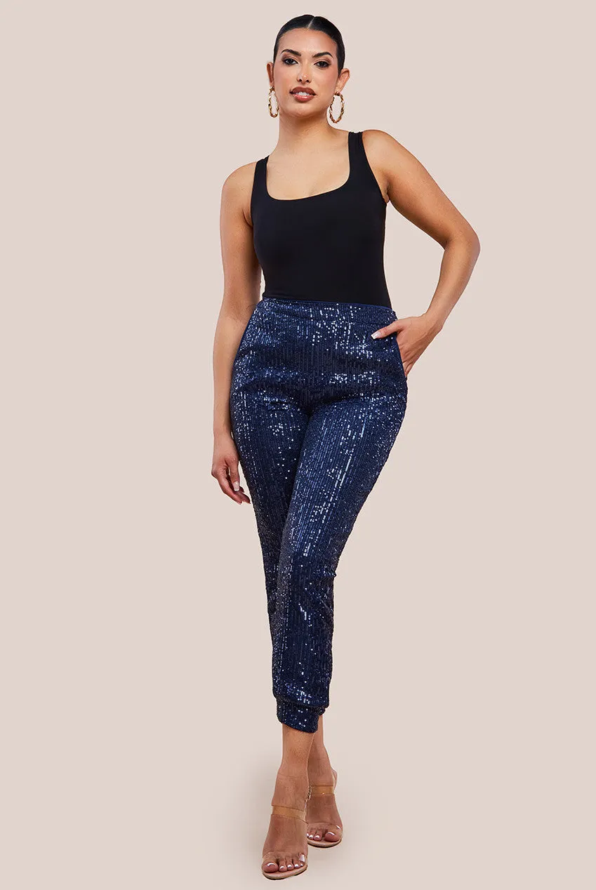 Goddiva Sequin Cuffed Ankle Trouser