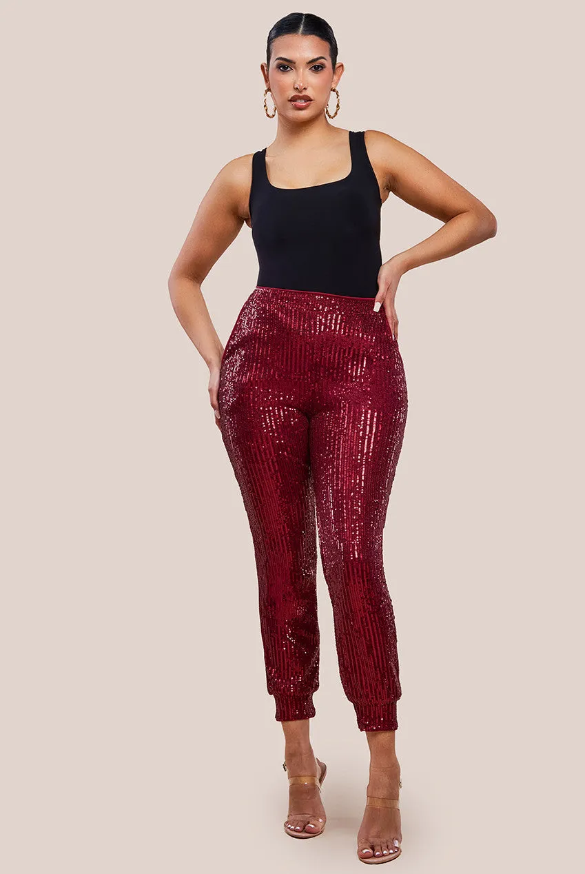 Goddiva Sequin Cuffed Ankle Trouser