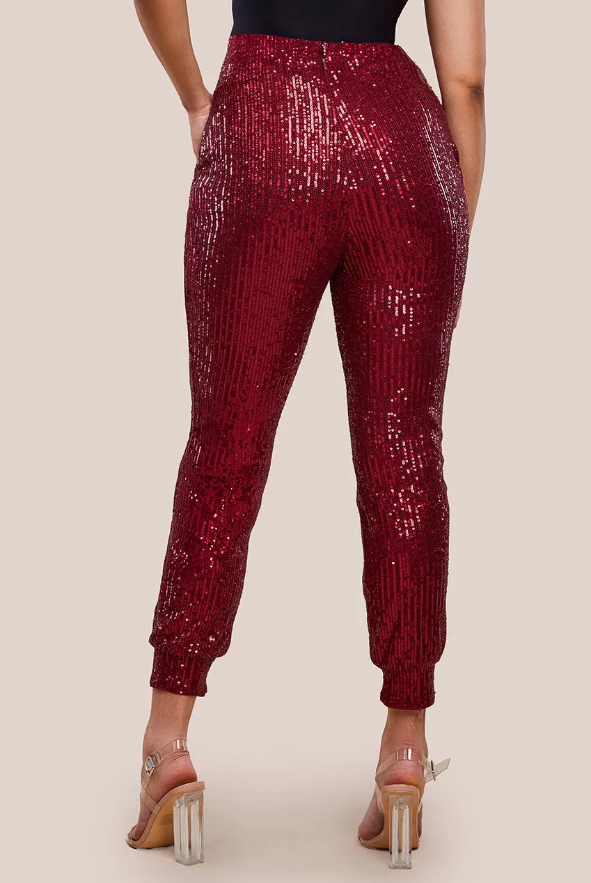 Goddiva Sequin Cuffed Ankle Trouser