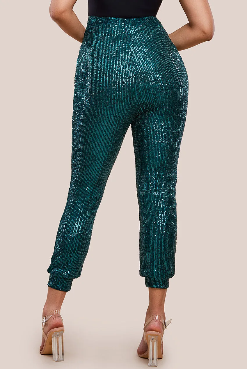 Goddiva Sequin Cuffed Ankle Trouser
