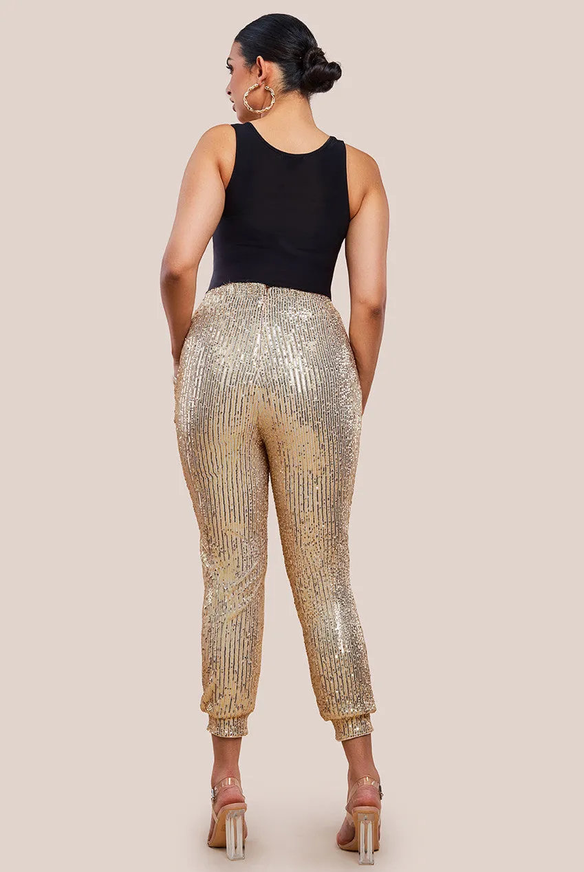 Goddiva Sequin Cuffed Ankle Trouser