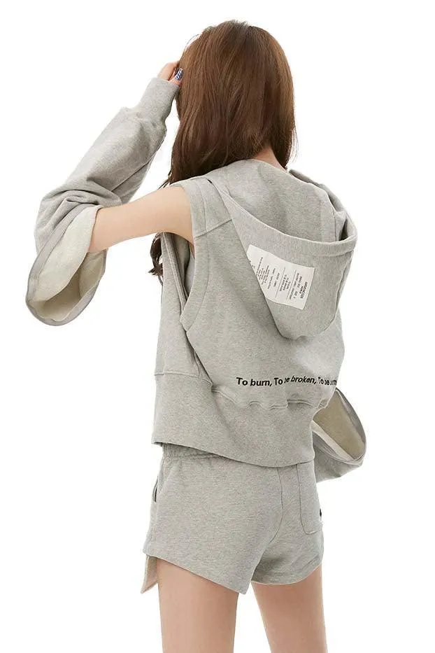 Grey Hoodie with Removable Sleeves