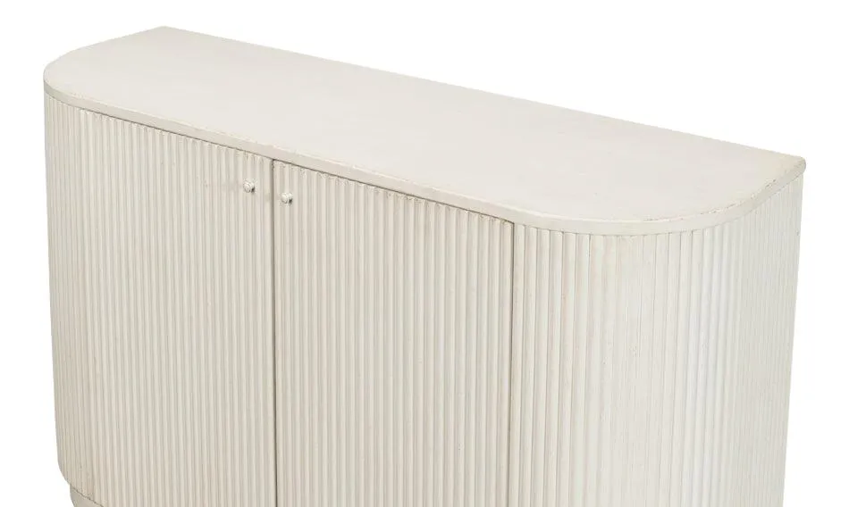 Halle Ribbed White Demilune Buffet