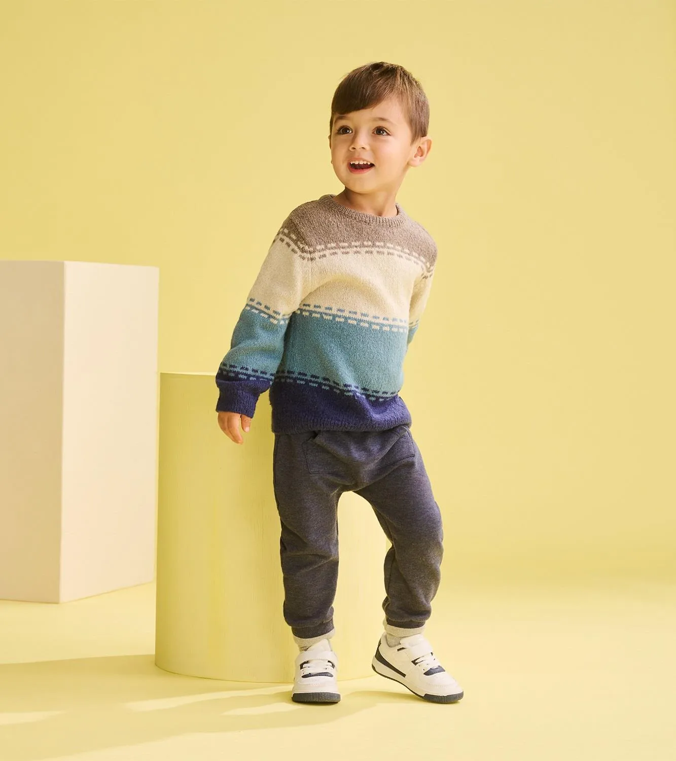 Hatley Blue Combo Crew Neck Knit Sweater