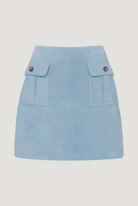 Hayla Suede Mini Skirt Sky Blue