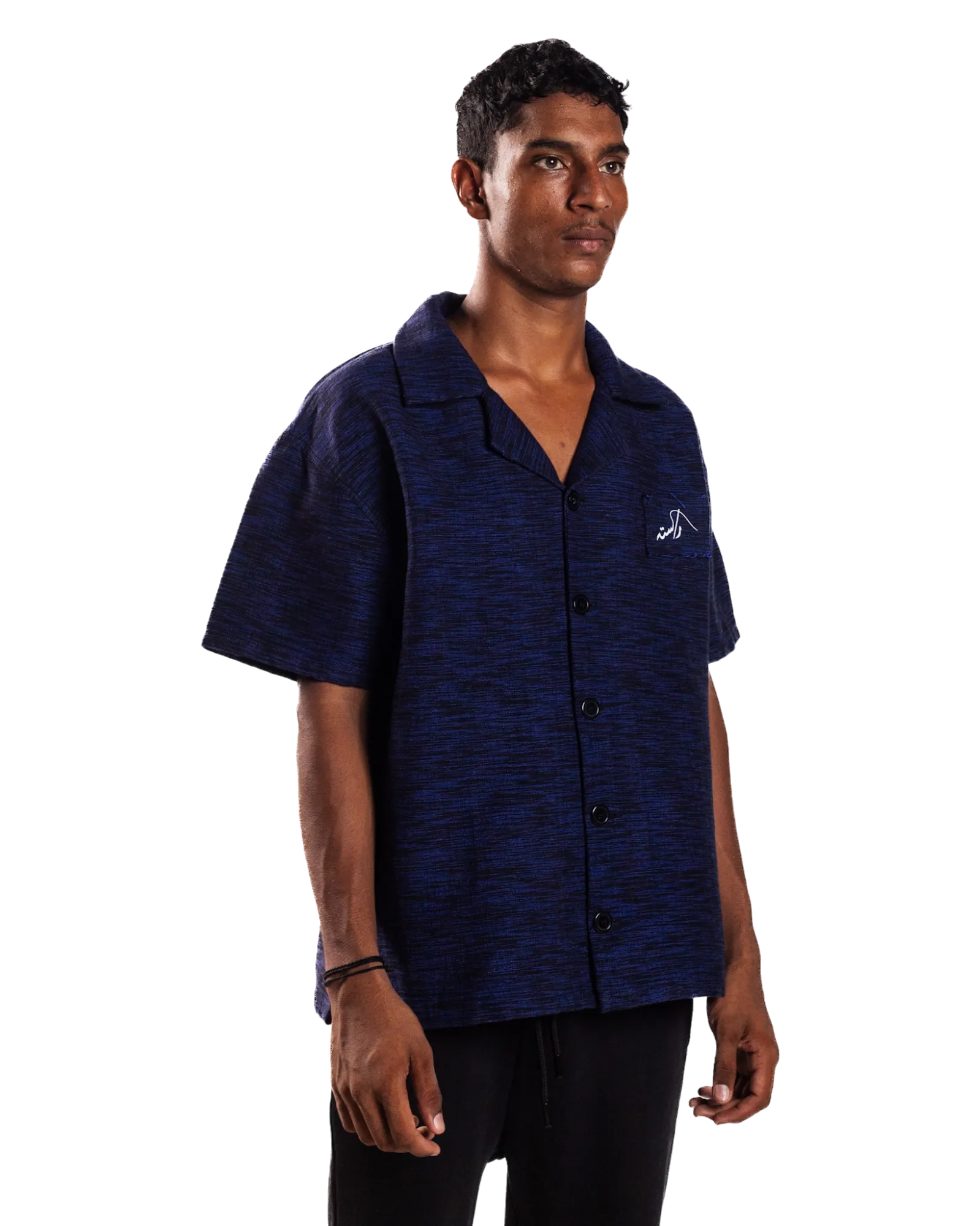 HEATHERED NAVY BLUE BUTTON DOWN
