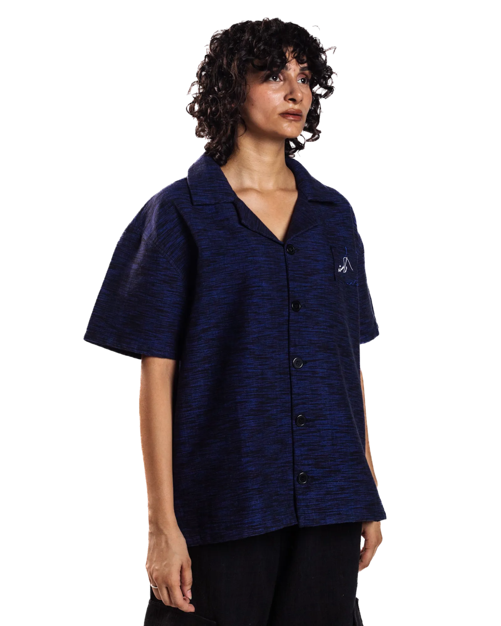 HEATHERED NAVY BLUE BUTTON DOWN