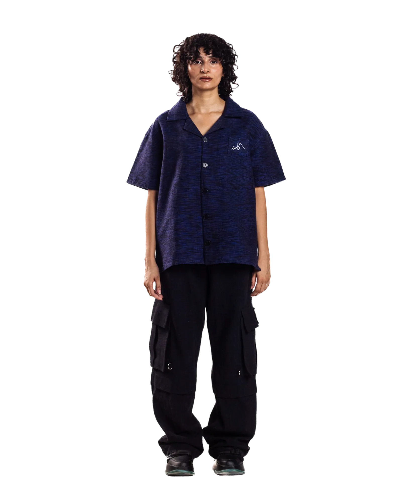 HEATHERED NAVY BLUE BUTTON DOWN