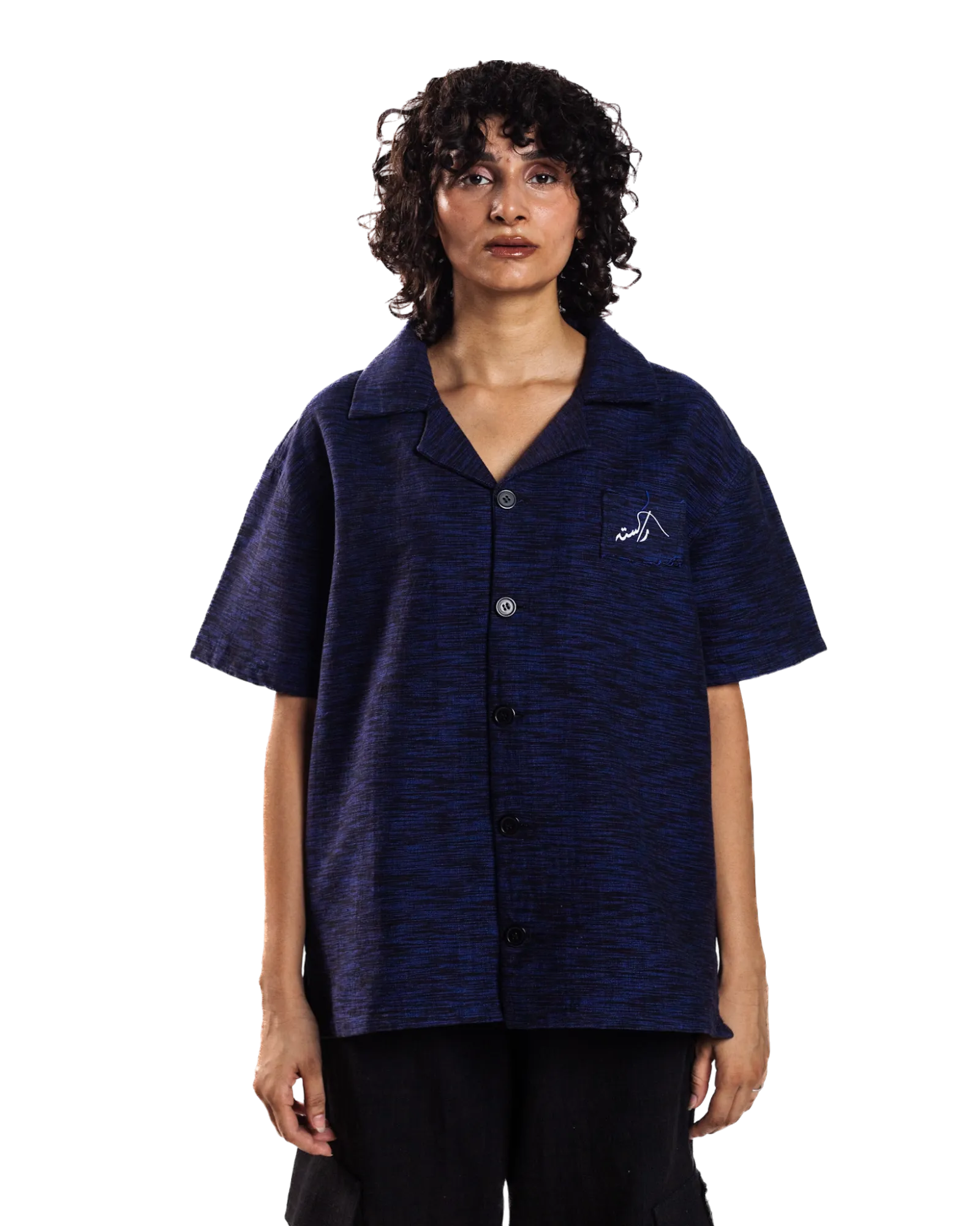 HEATHERED NAVY BLUE BUTTON DOWN