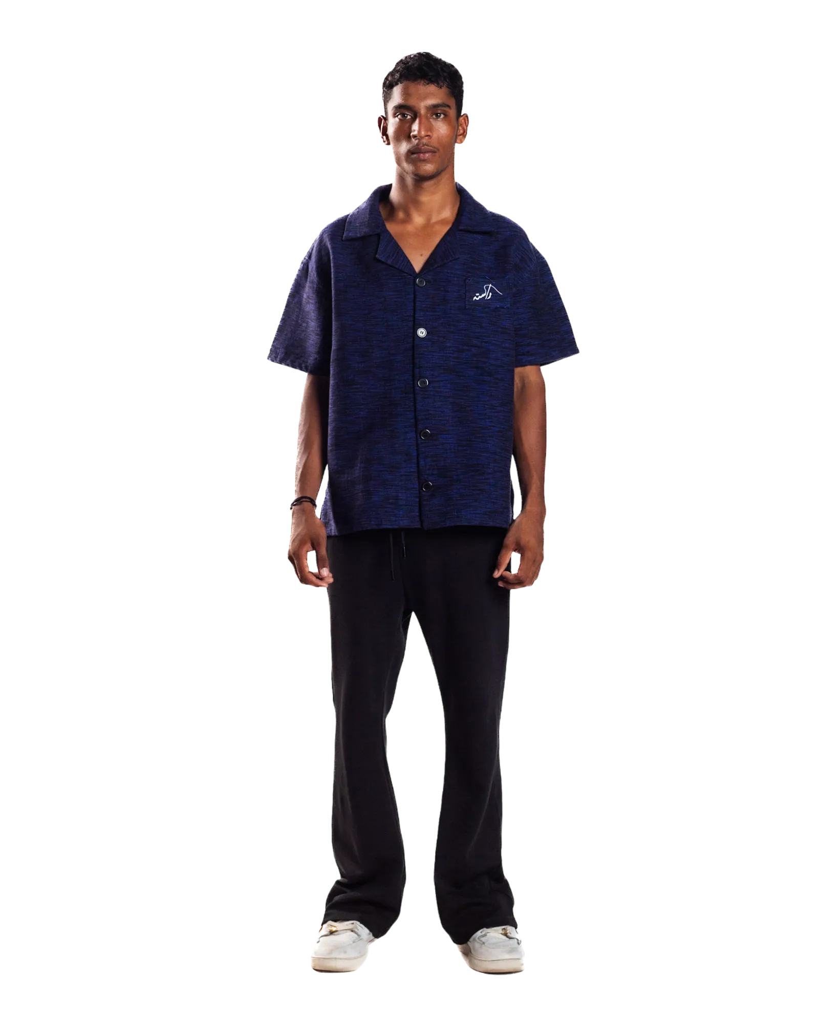 HEATHERED NAVY BLUE BUTTON DOWN