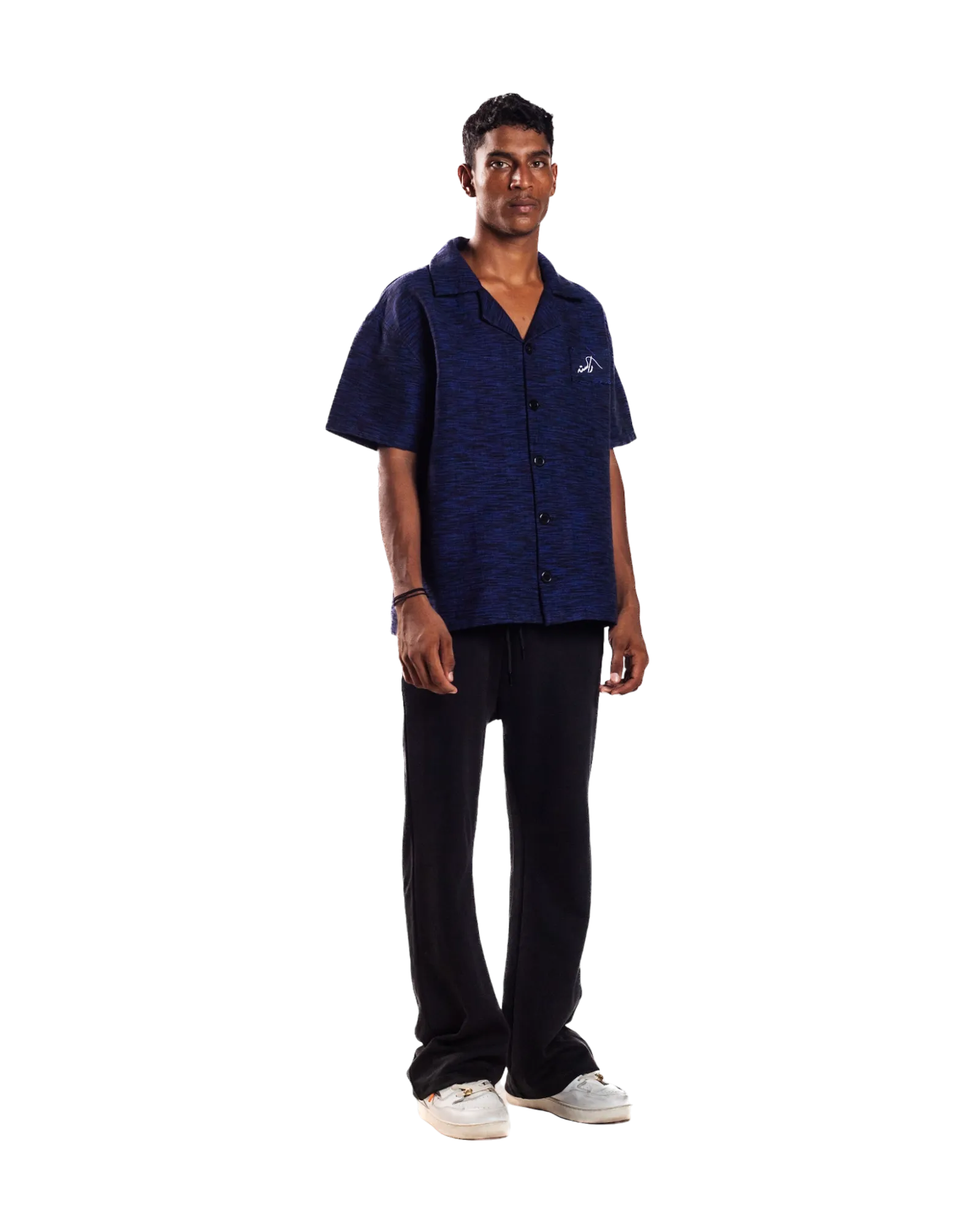 HEATHERED NAVY BLUE BUTTON DOWN