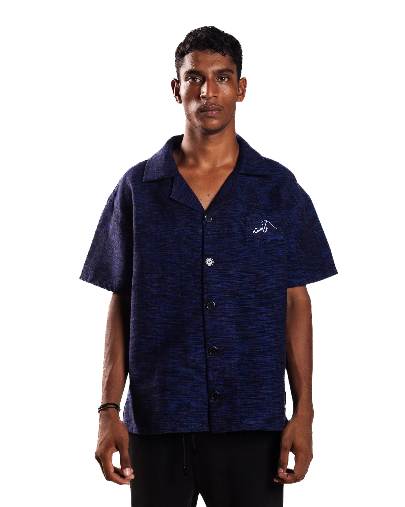 HEATHERED NAVY BLUE BUTTON DOWN