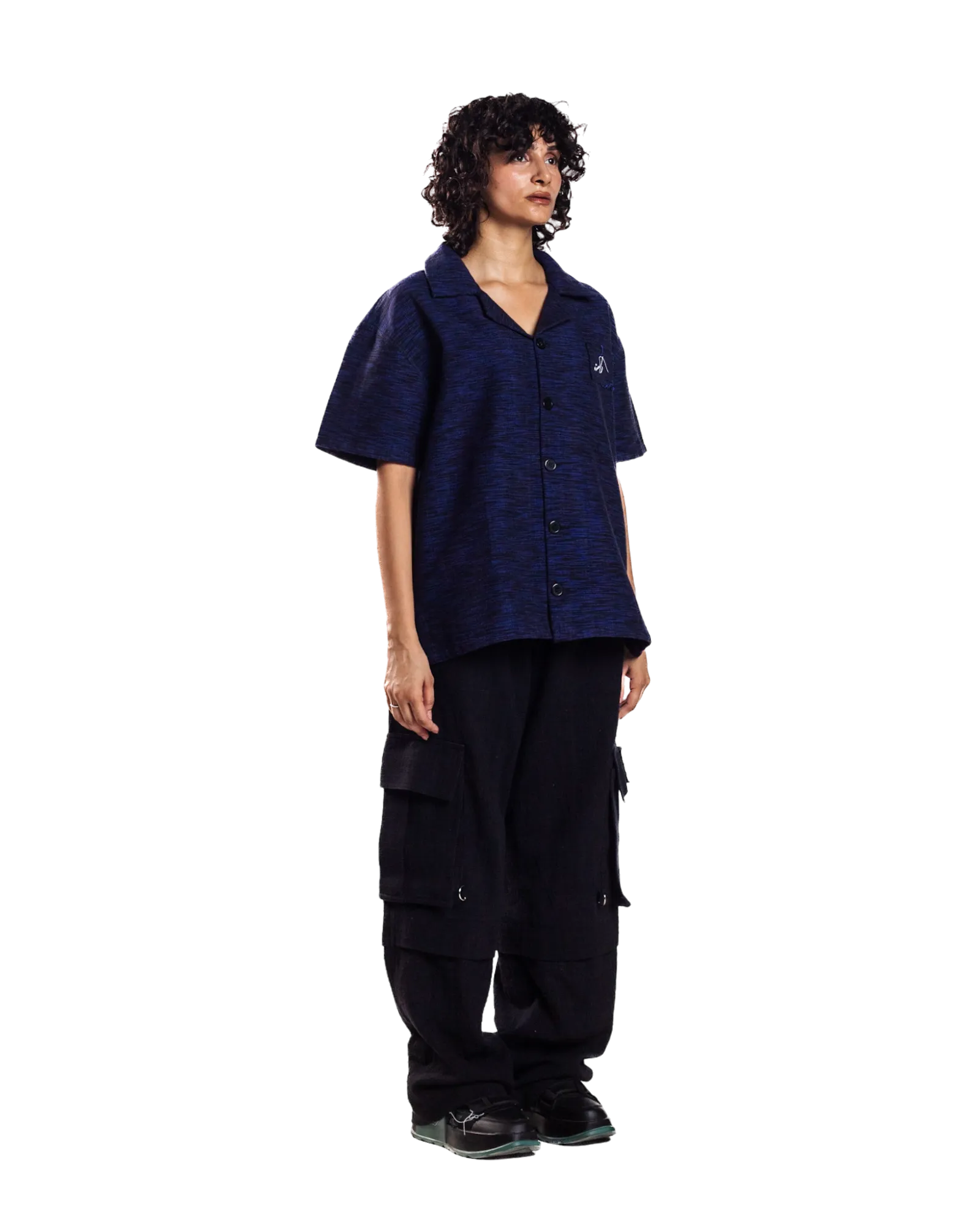 HEATHERED NAVY BLUE BUTTON DOWN