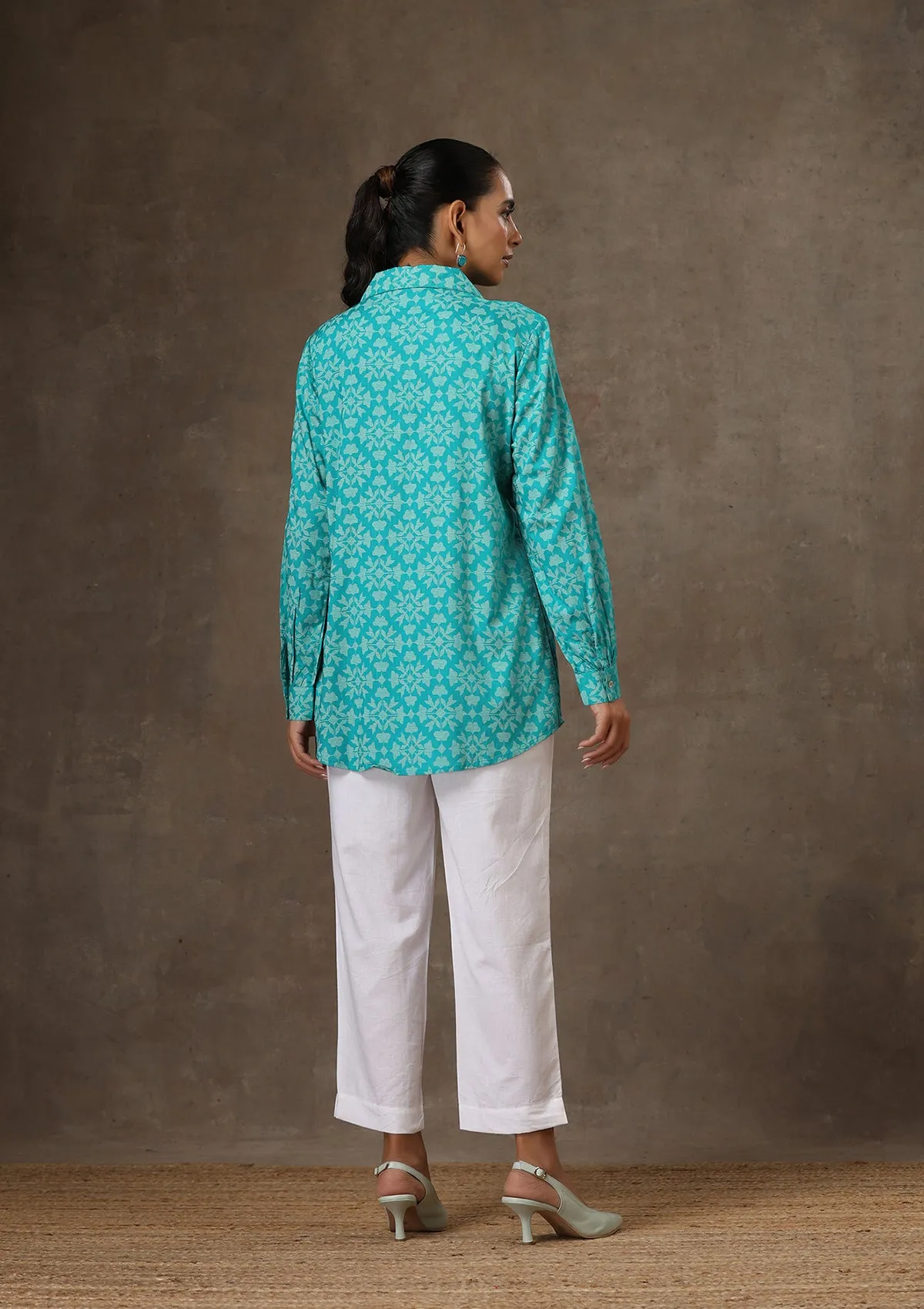 HOC Crafts Rayon Pintucks Printed Women's 2 PC Co-ord Set - Green