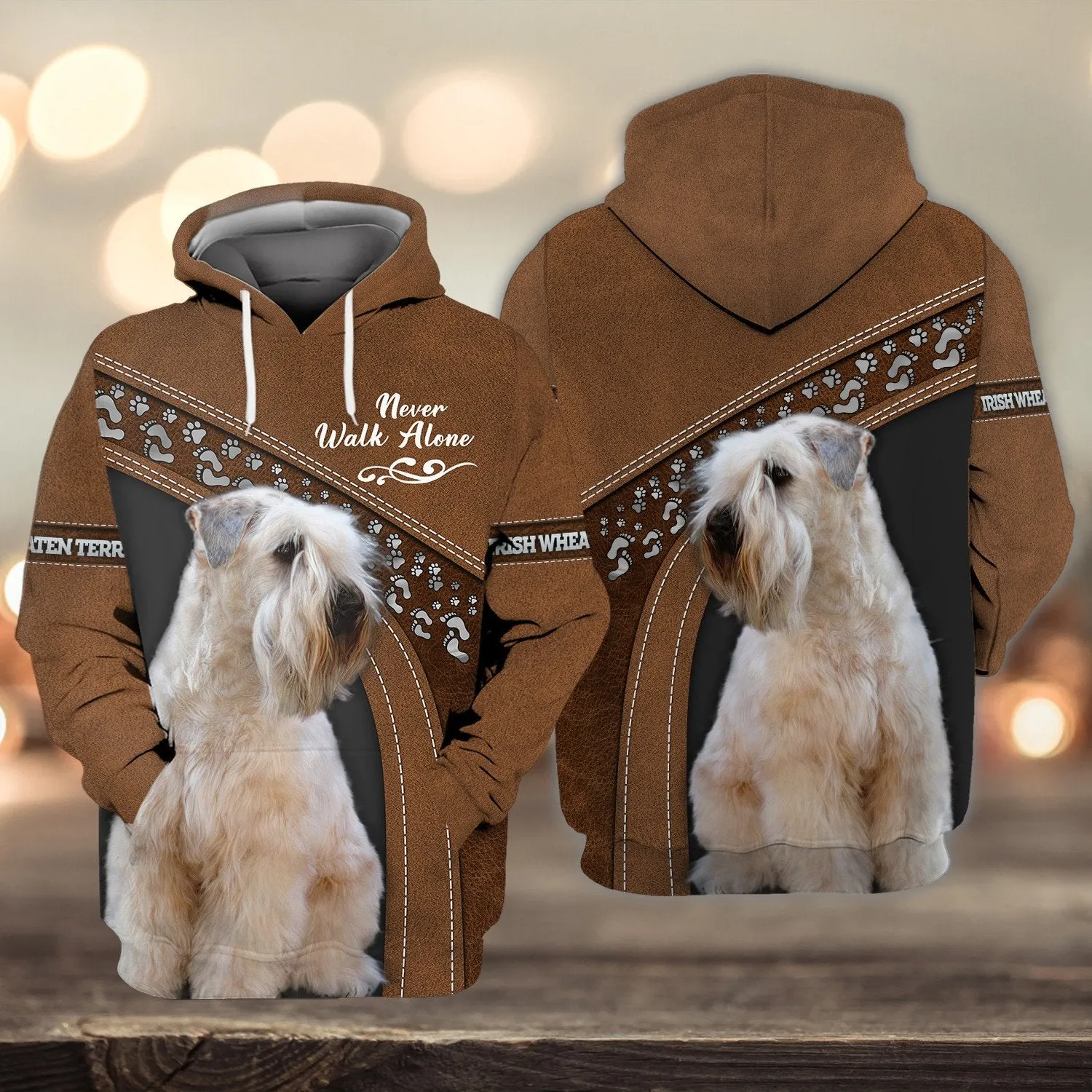 Irish Wheaten terrier Love Never Walk Alone Brown 3D Full Print Shirts, Shirt For Dog Lovers, Dog Memorial Gifts for loss of Dog