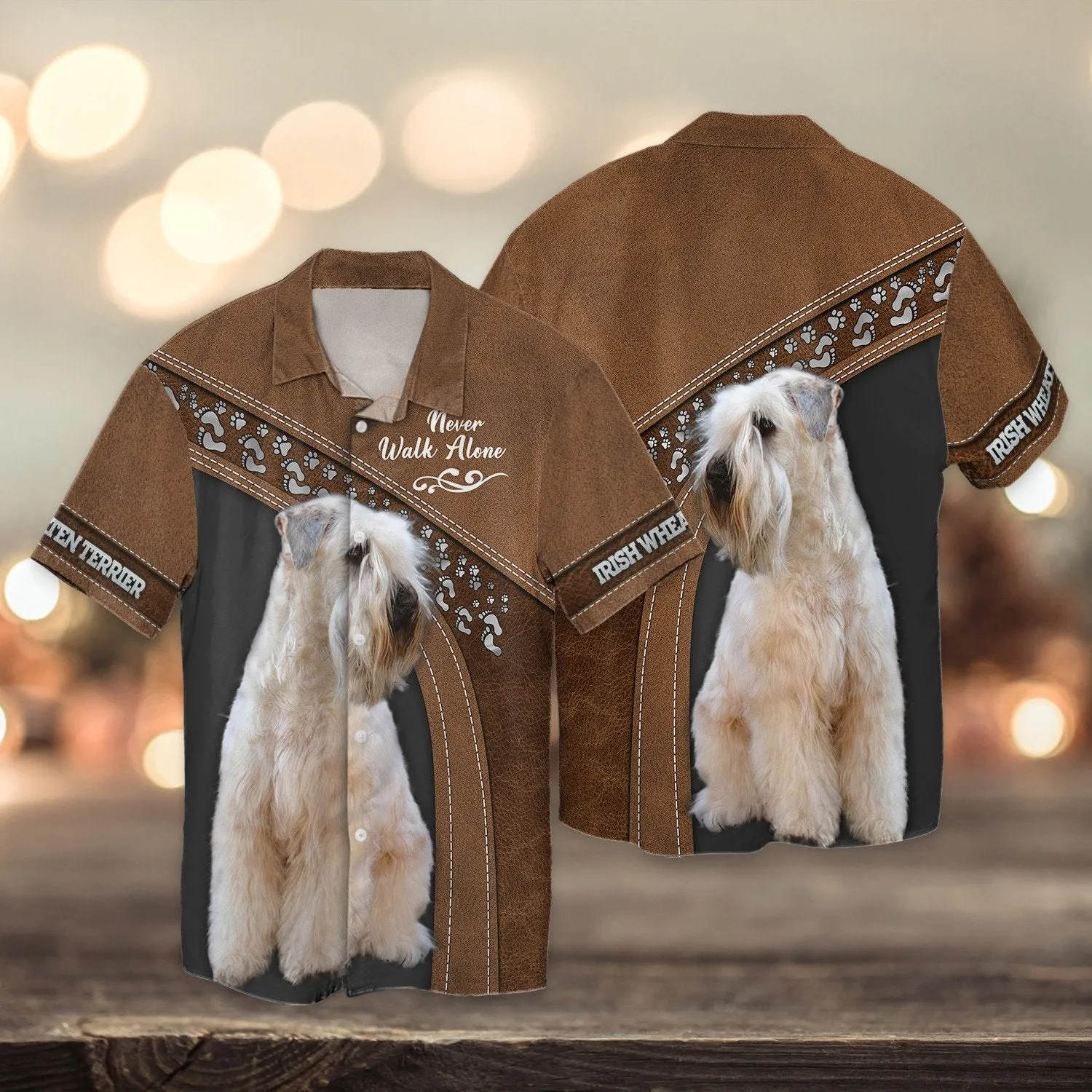 Irish Wheaten terrier Love Never Walk Alone Brown 3D Full Print Shirts, Shirt For Dog Lovers, Dog Memorial Gifts for loss of Dog