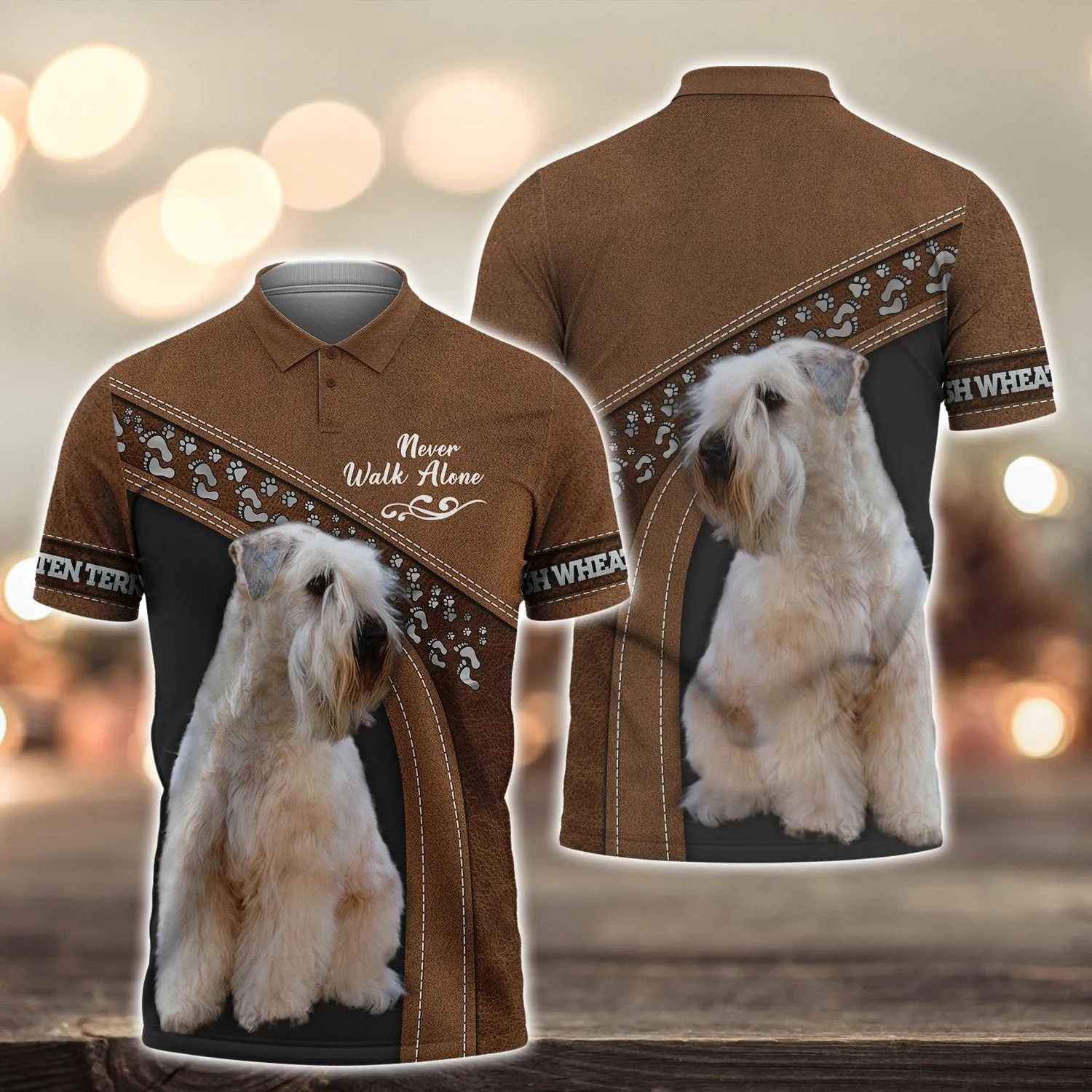 Irish Wheaten terrier Love Never Walk Alone Brown 3D Full Print Shirts, Shirt For Dog Lovers, Dog Memorial Gifts for loss of Dog