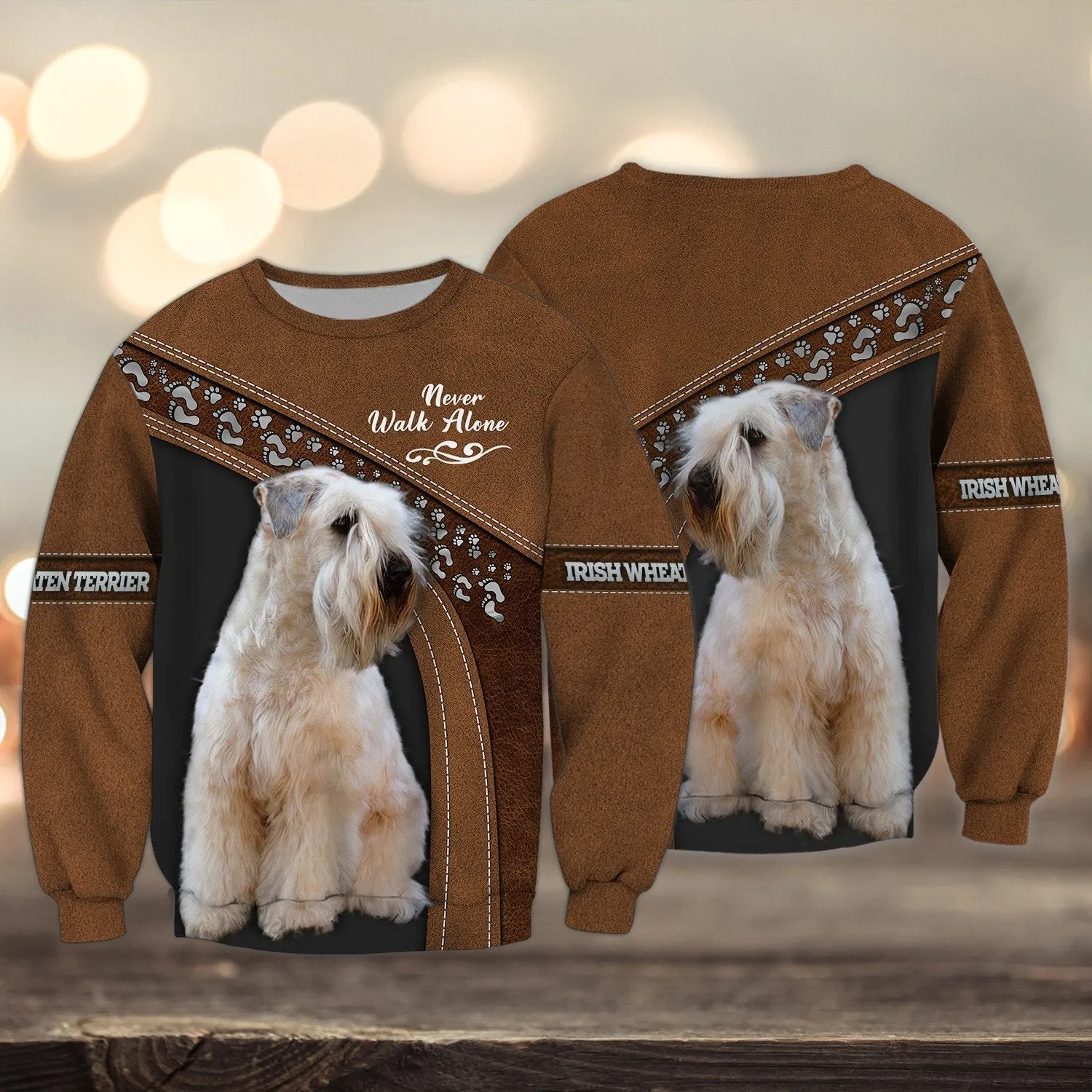 Irish Wheaten terrier Love Never Walk Alone Brown 3D Full Print Shirts, Shirt For Dog Lovers, Dog Memorial Gifts for loss of Dog