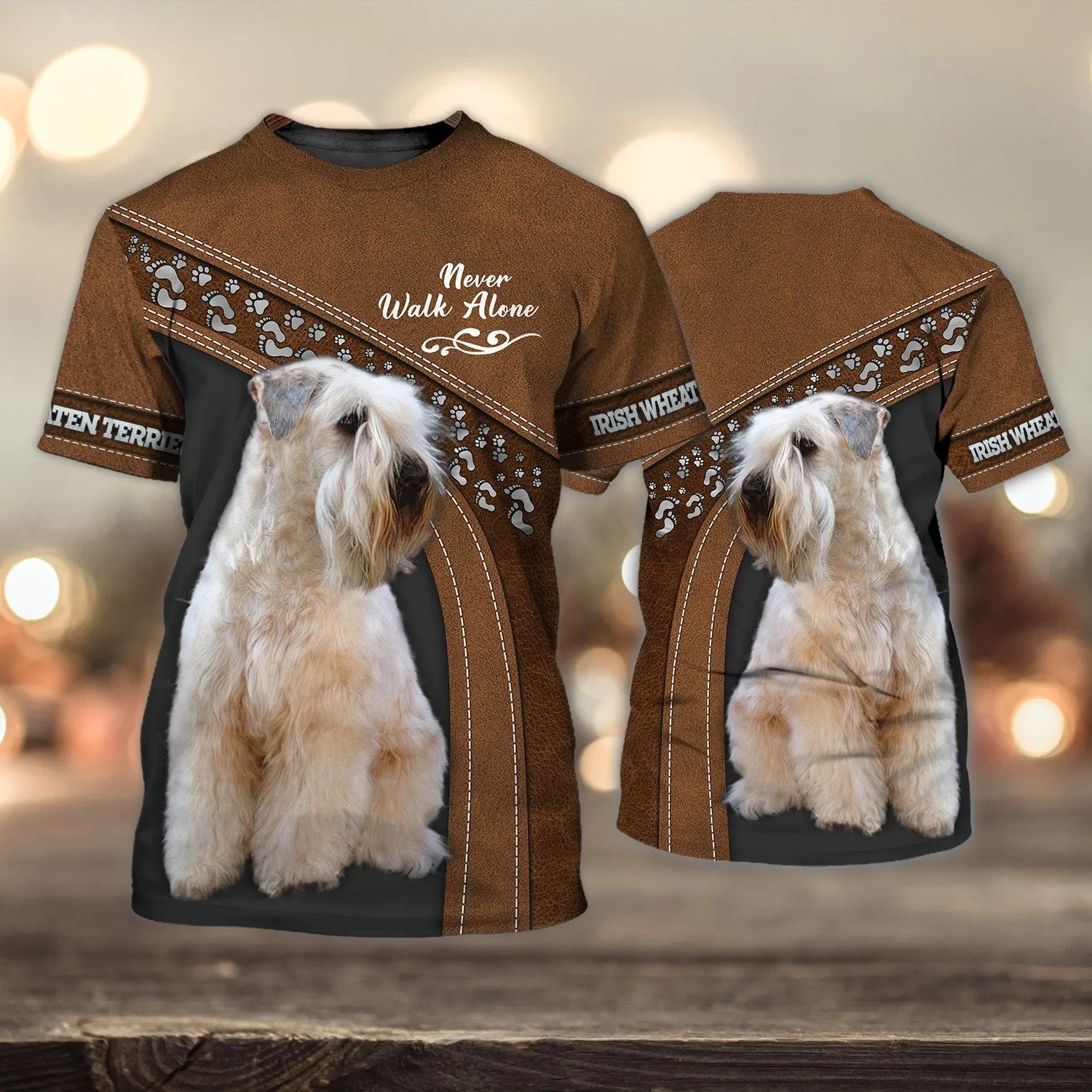 Irish Wheaten terrier Love Never Walk Alone Brown 3D Full Print Shirts, Shirt For Dog Lovers, Dog Memorial Gifts for loss of Dog