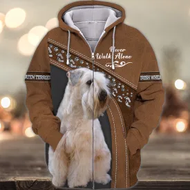 Irish Wheaten terrier Love Never Walk Alone Brown 3D Full Print Shirts, Shirt For Dog Lovers, Dog Memorial Gifts for loss of Dog