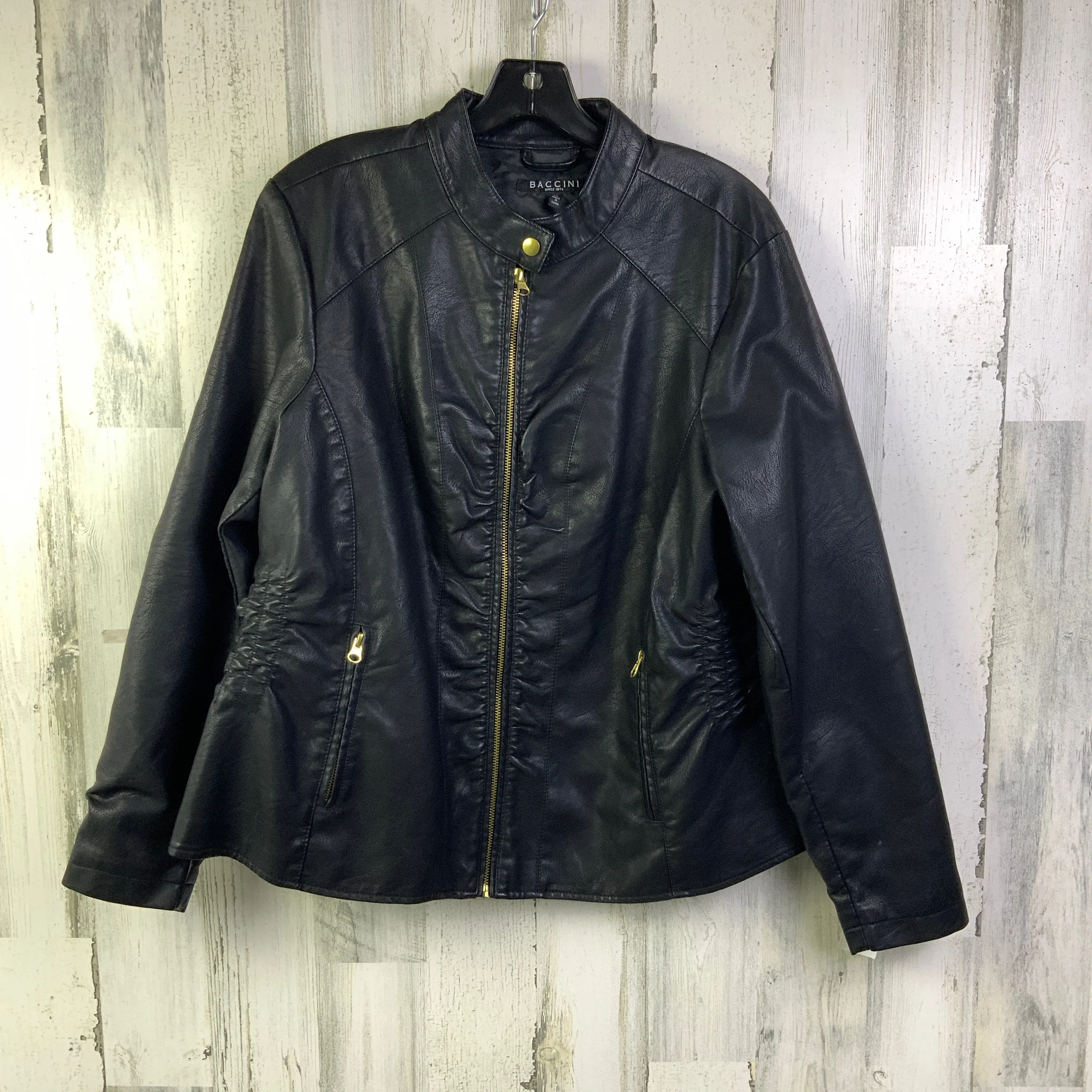Jacket Moto By Baccini In Black, Size: 1x