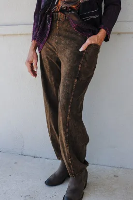 Jess & Jane Mineral Wash Chocolate Pants