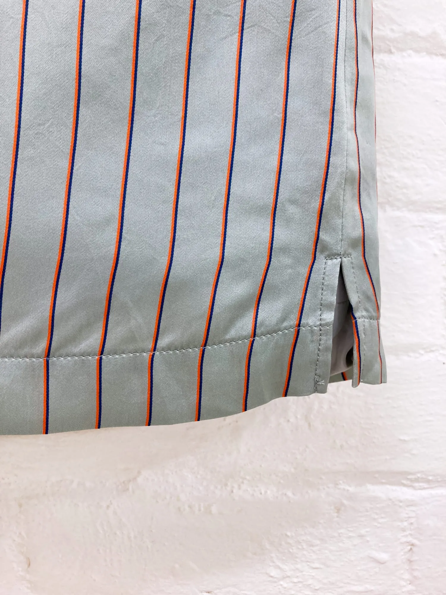 Junya Watanabe Comme des Garcons AW1999 striped silver cupra down skirt - M