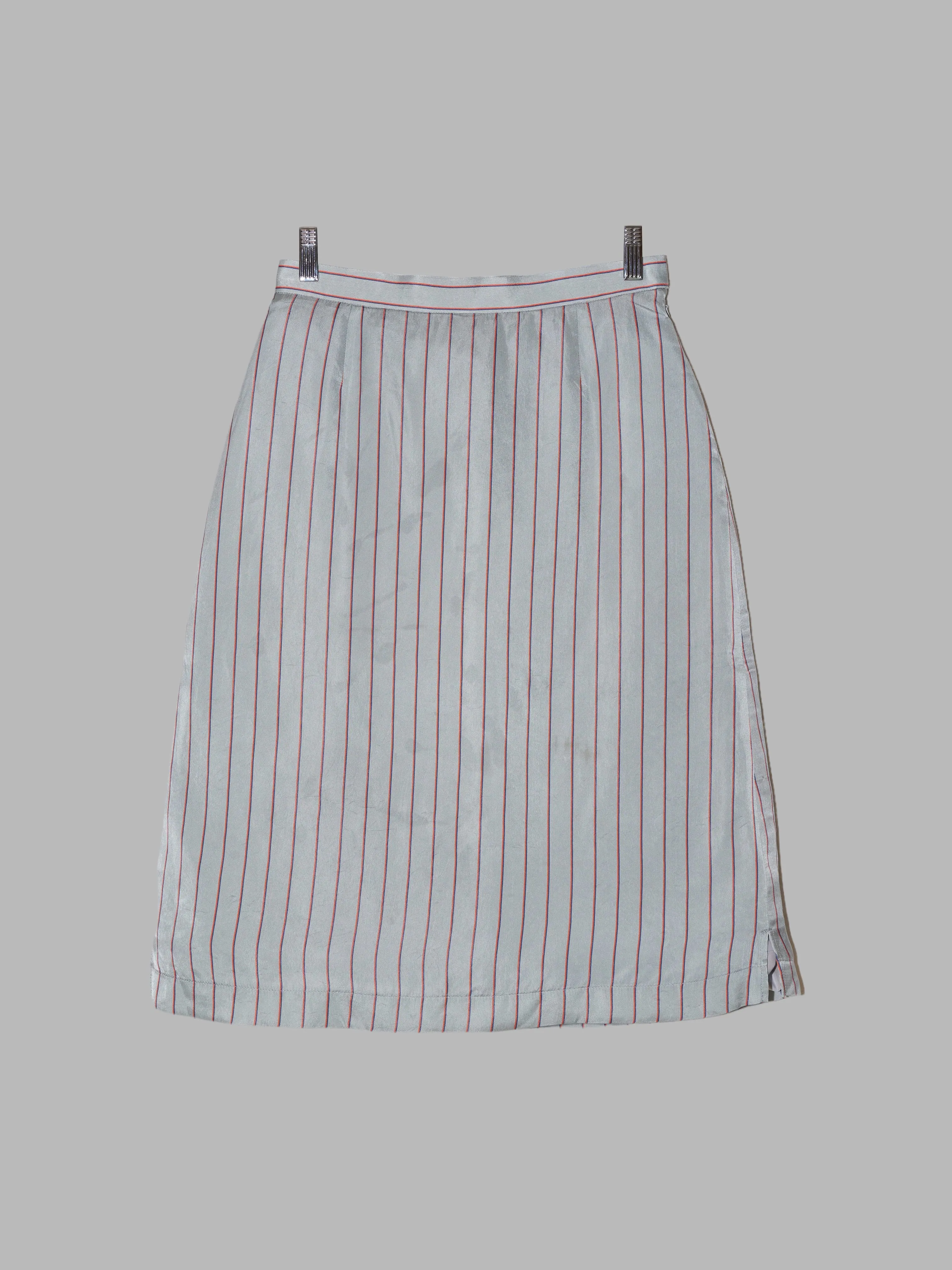 Junya Watanabe Comme des Garcons AW1999 striped silver cupra down skirt - M