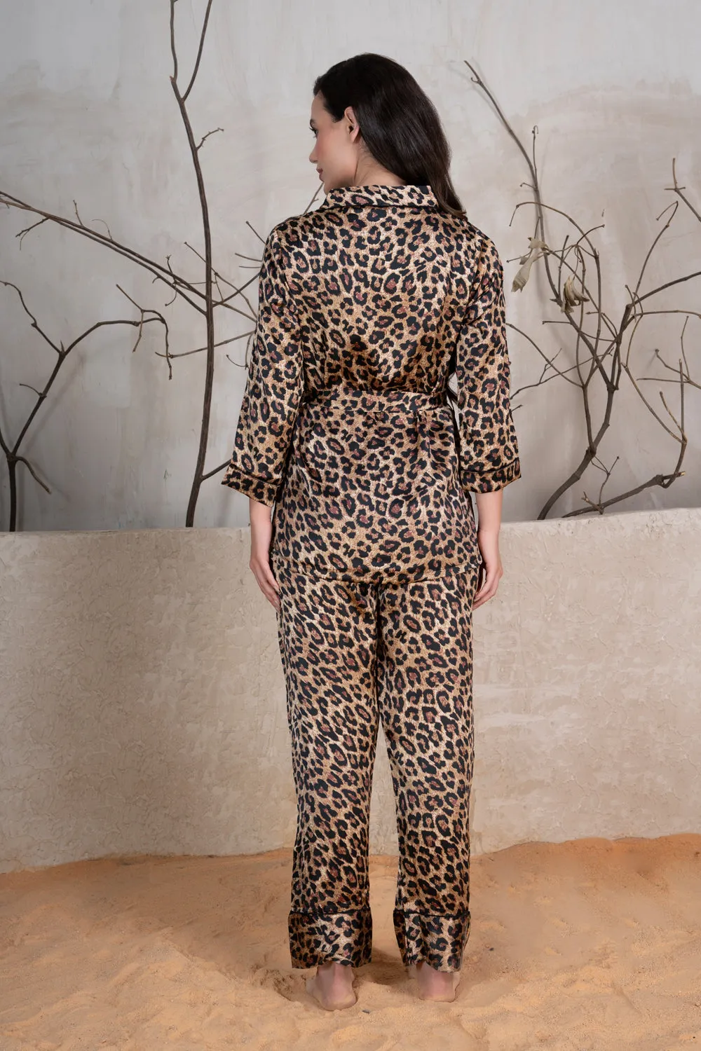 Leopard Print satin Pj set
