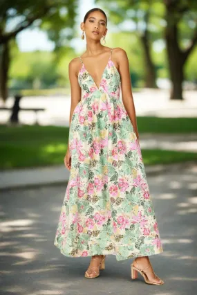 Line and Dot Maxi Playa Dress