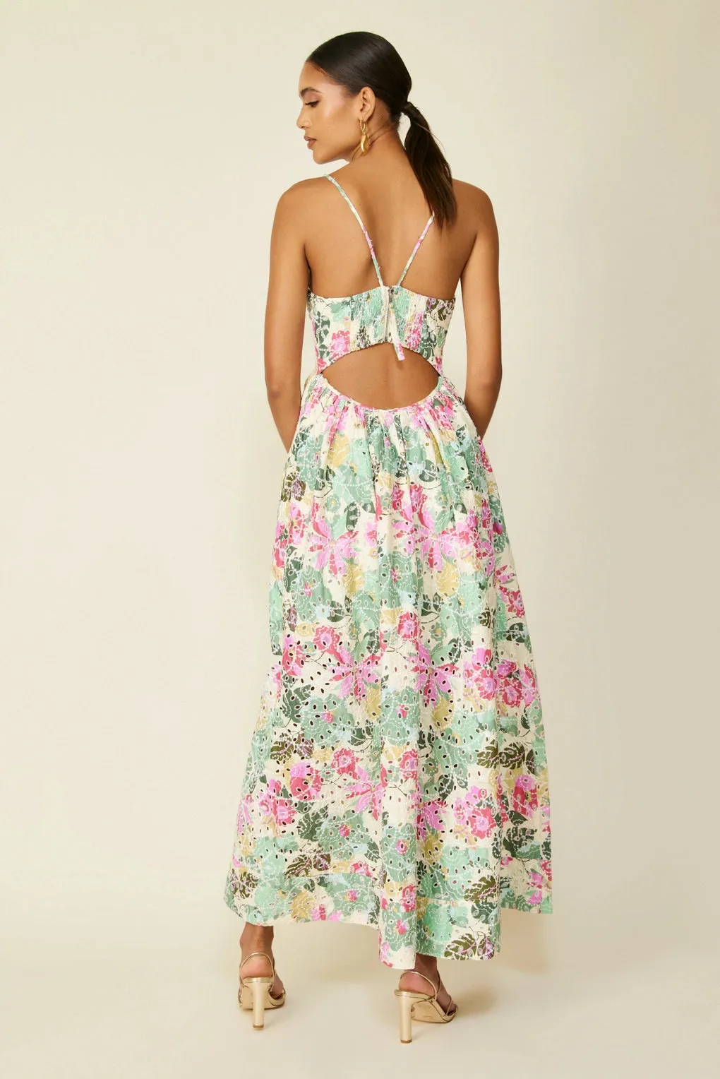 Line and Dot Maxi Playa Dress