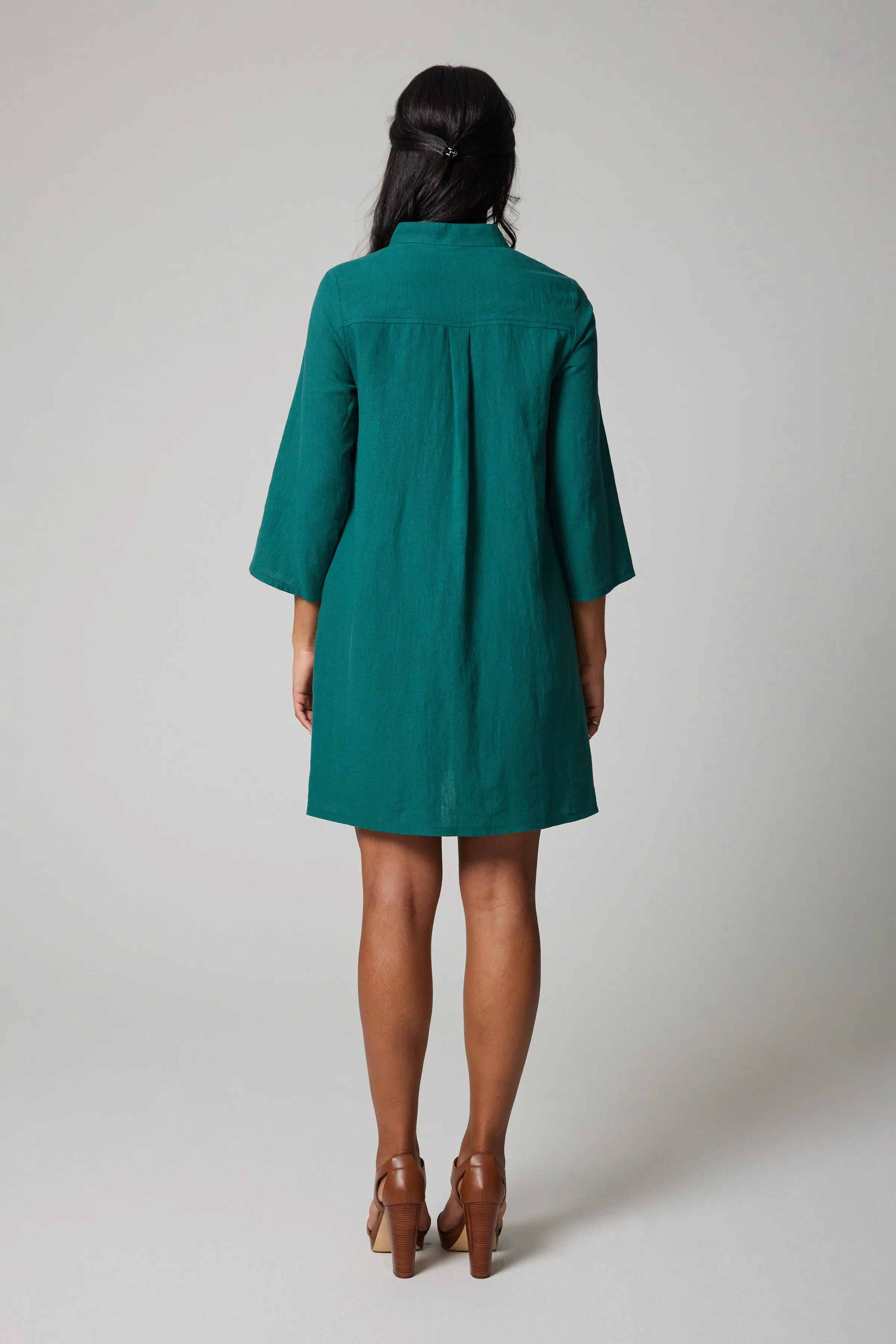 Linen Artist's Blouse - Green